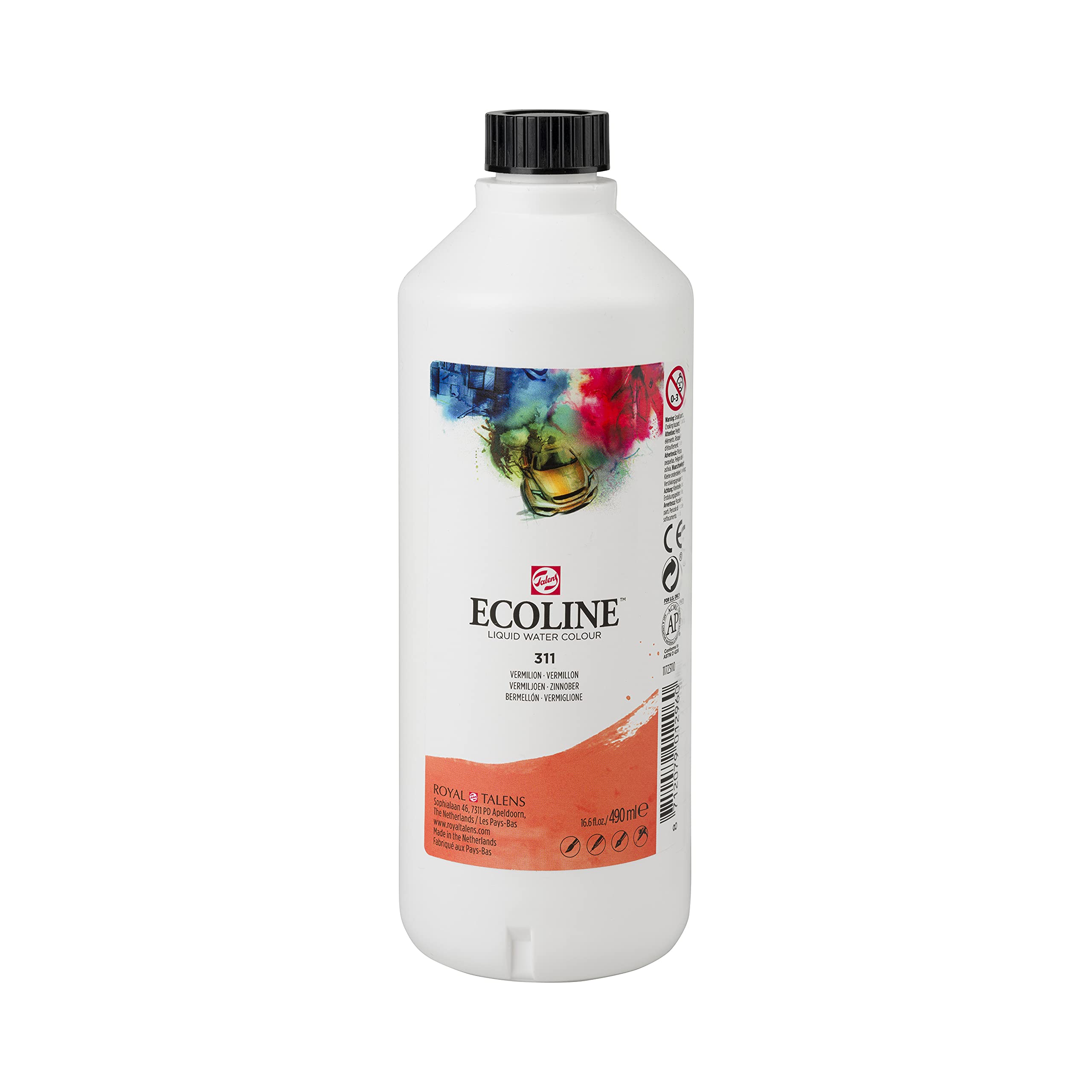 Ecoline Liquid Watercolour Bottle 490 ml Vermilion 311 (11723110) — image 1