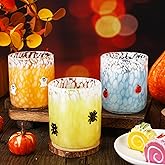 Reallnaive 3 Pcs Halloween Drinking Glasses Cups 14 oz Ghost Pumpkin Spider Icon Juice Glass Cups Halloween Stemless Wine Glasses for Holiday Drinkware Friends Lovely Gifts Party Decoration