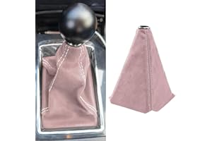 HABNVUON Car Shift Boot Cover, Stick Shift Cover, Suede Leather Manual/Automatic Shifter Boot Dust Sleeve, Car Accessories Vehicle Transmission Lever Protector Fit for Sedan Truck (Pink/White)