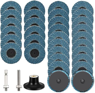 SI FANG 2in 40/60/80/120 Grit Flap Disc Set Quick Change 1/4in Shank Pad Holder