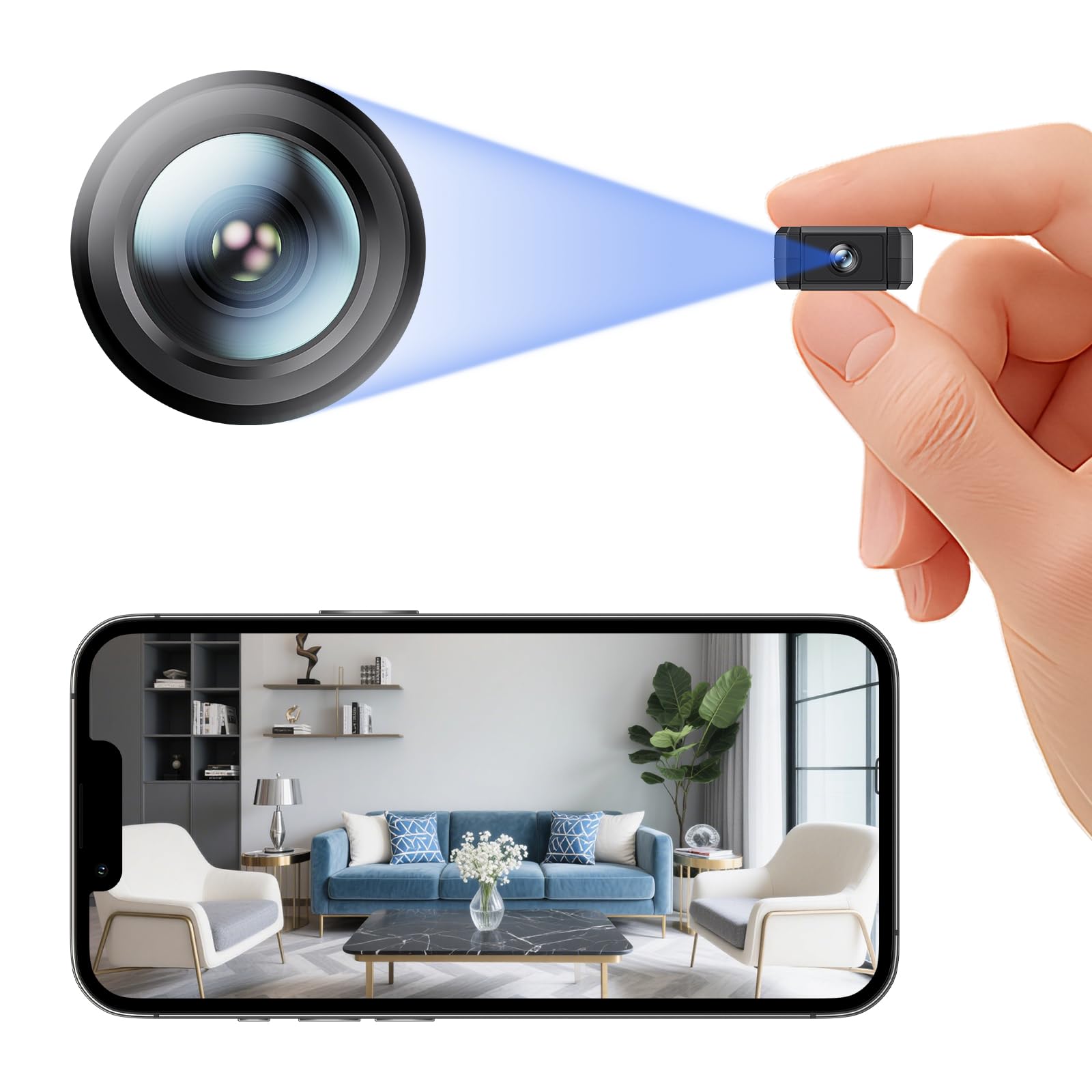 Photo 1 of Mini Indoor Wireless WiFi Camera Small Home Security Cameras Tiny Body Small Outdoor Camara Nanny Cam Pet Dog House Security Camaras micro Door Room Cam Clear Night Vision and Motion Detection Monitor