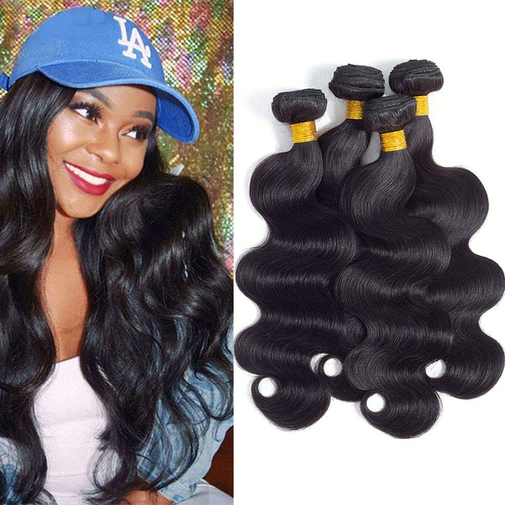 12A Brazilian Virgin Hair Body Wave 4 Bundles 20" 22" 24" 26" 400g Virgin Brazilian Remy Body Wave Human Hair Bundles 100% Unprocessed Virgin Remy Hair Bundles Natural Color
