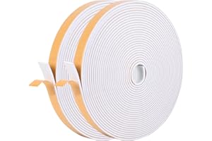 KIKERIKE Self Adhesive Foam Tape Weatherstrip 1/2in x 1/4in x 42Ft High Density Foam Insulation Strips Foam Seal Weather Stripping with Strong Adhesive for Door and Window Sound Isolation Soundproofing, White