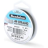 Beadalon 49 Strand Stainless Steel Beading Wire, Bright - .015in/0.38 mm | Stainless steel wire, 49-strand flexible design, beads &amp; gemstones, DIY jewelry making, necklaces &amp; bracelets, 30 ft/9.2mm