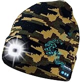 Keains Bluetooth Beanie with Light, Musical Knit Hat with Headphones and Built-in Speaker Mic, Gifts for Men Women Dad