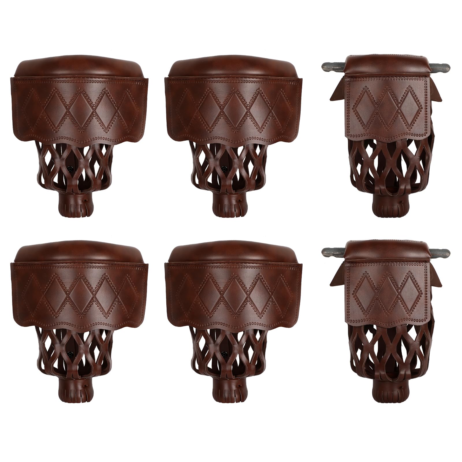 Photo 1 of Dysdensa 6-Piece PU Leather Billiard Pockets with Diamond Pattern - Durable Accessories for Billiard Pool Table (Walnut)