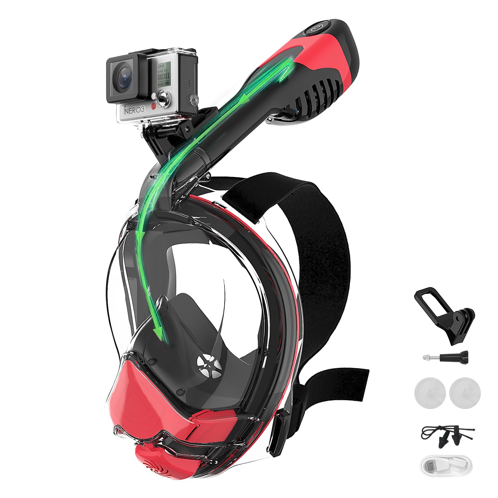 Tizikcon 2025 Electric Full Face Snorkel Mask Adult, Snorkeling Gear ...