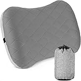 aiGear Inflatable Camping Pillow, Ultralight Compact Air Pillow Ergonomic Neck & Lumbar Support Portable Inflatable Pillow with Removable Washable Cover for Travel Backpacking Hiking (Gray)