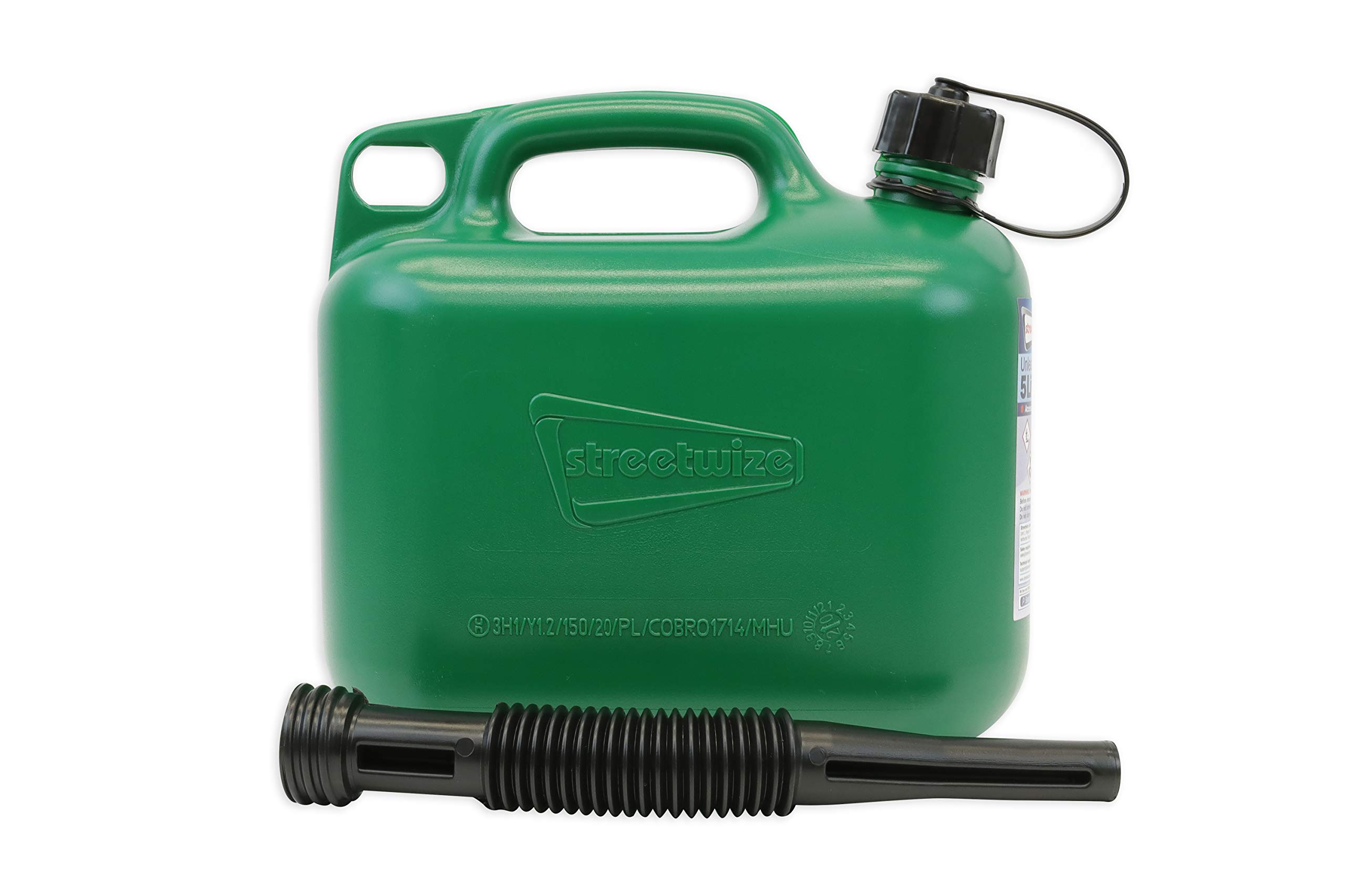 Streetwize - 5 Litre Petrol Fuel Can - Unleaded Fuel Transport and Storage - Ideal For: Cars, Vans, 4x4's, Caravan's and Motorhome's