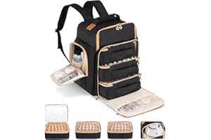 Hautton Nail Polish Organizer Holds 126 Bottles, Extra Large Storage Bag with 3 individual drawers, Professional Sturdy Lamp Supplies Nail Polish Travel Case for Manicurist -Black