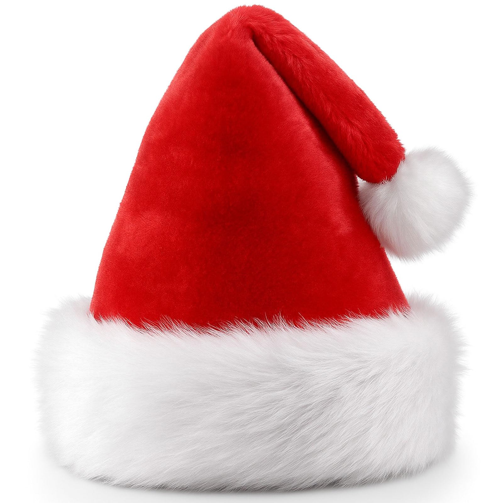 GWAWG Christmas Red Velvet Extra Thicken Holiday Headwea hat,Classic Plush Christmas Hat,Red Santa Thicken Comfortable Velvet Santa Claus hat for Unisex Soft Plush Classic Fur Xmas Holiday