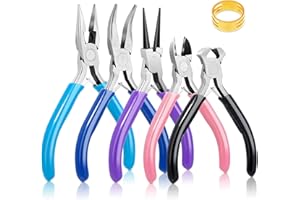 MCKANTI 5 Packs Jewelry Pliers Set, Making Tools With Needle/Round/Chain/Bent/Zipper Pliers, Supplies Repair/Cut Kits for Crafting