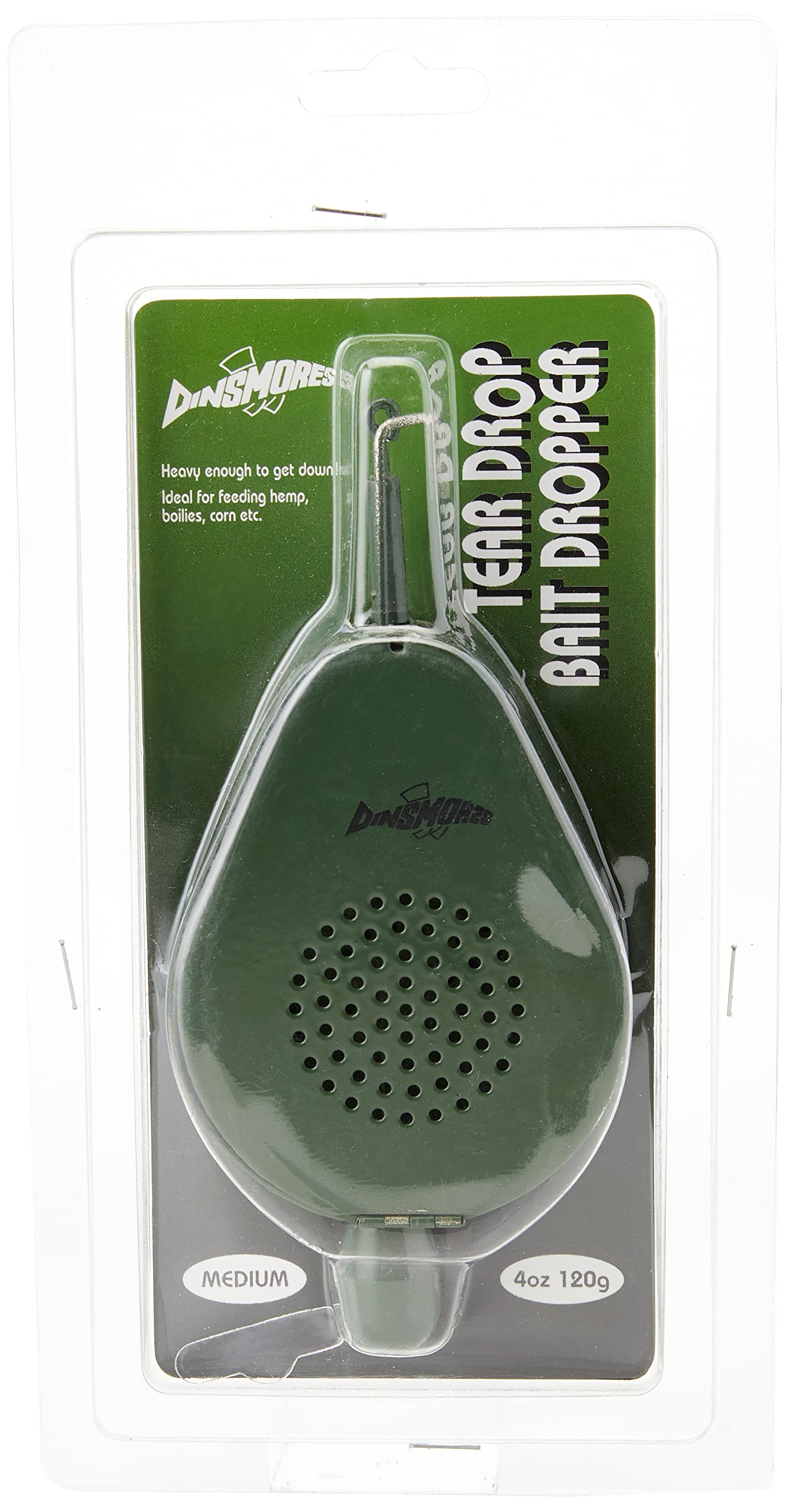 Dinsmores TEAR DROP BAIT DROPPER BLISTER PACKED 4oz 120g, GREEN