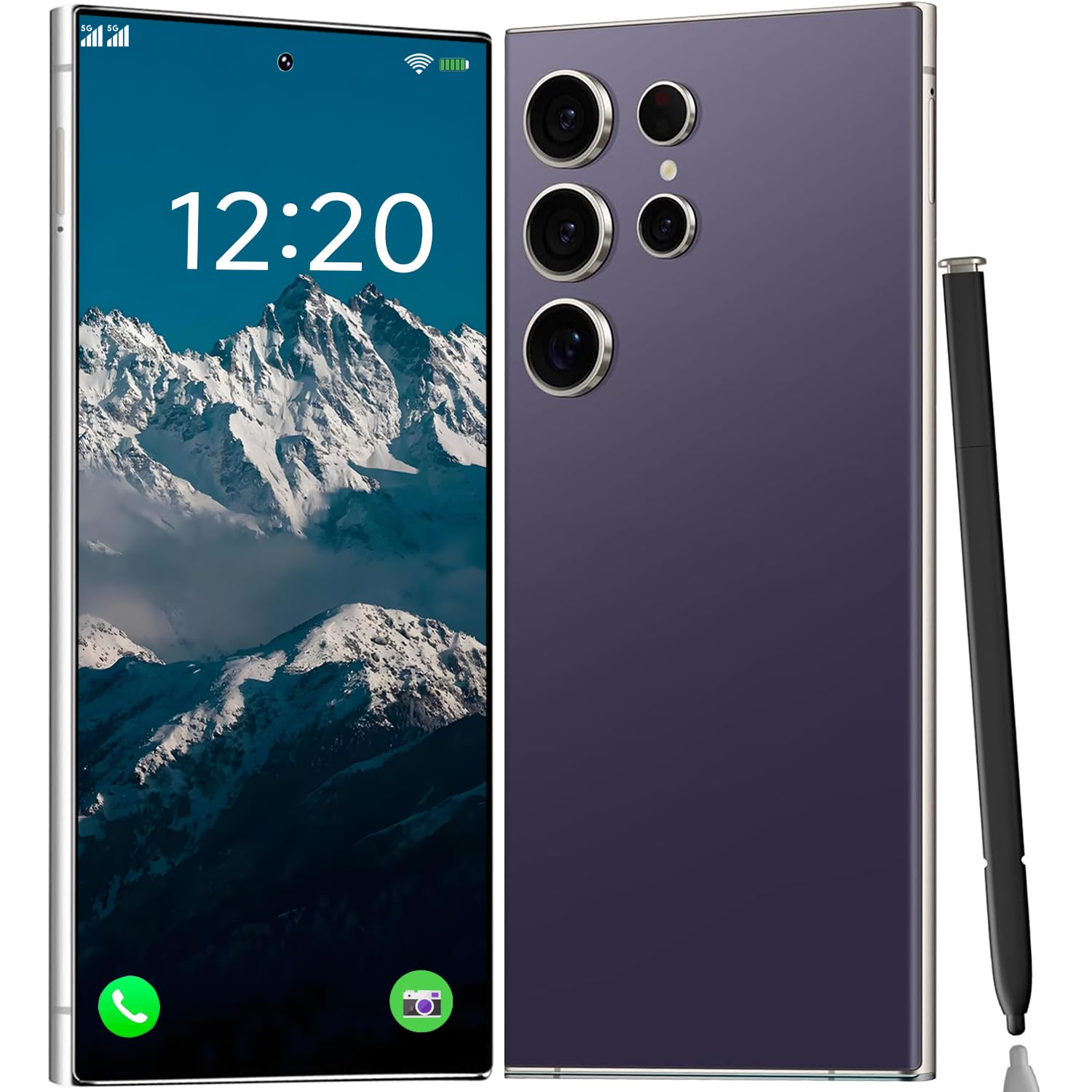 Photo 1 of FGKHKO I24 Ultra Unlocked Phone,Built in Pen The Phone,Smartphone Battery 6800mAh 6.8" HD Screen,8+256GB with 128GB Memory Card Cell Phone,5G/Face ID/Fingerprint Lock/GPS (Purple)