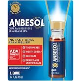 Anbesol Maximum Strength Liquid Oral Pain Reliever, 0.41 fl oz | Instant oral pain relief from toothaches, gum pain and braces pain, canker sore treatment, 20% benzocaine, ADA accepted