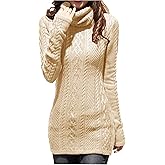 v28 Women Polo Neck Long Slim Fitted Dress Bodycon Turtleneck Cable Knit Sweater