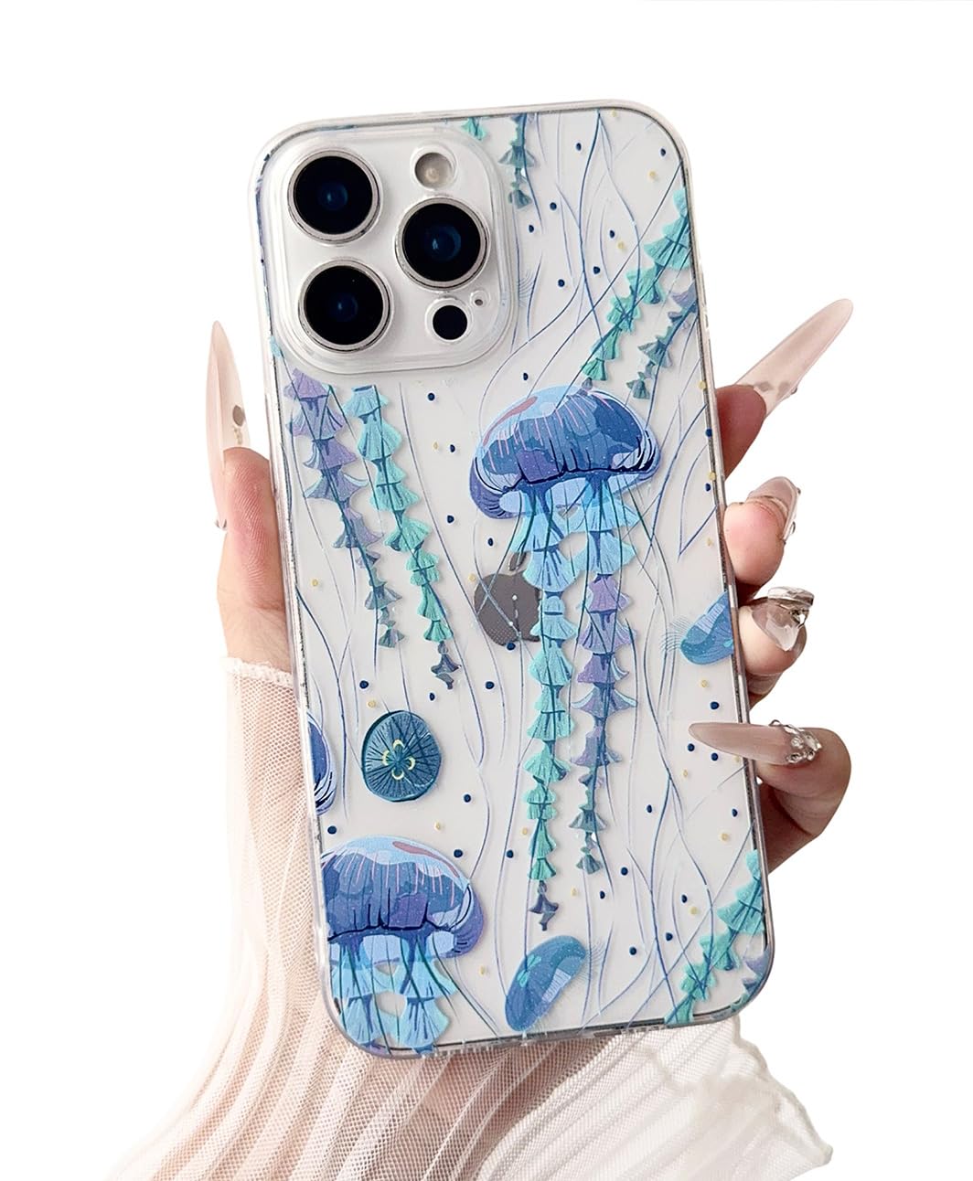 ILFINDYOU for iPhone 16 Pro Max Case (Military Grade Drop Protection) Phone Case Gifts TPU Shockproof Phone Cover Jellyfish-16PM