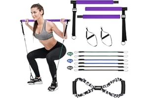 LADER Pilates Bar Kit with Resistance Band, Portable Resistance Band and Toning Bar Yoga Pilates Equipment Exercise Stick 8 Shape Body Shaping Resime Bar, Adjustive 20lb 30lb 40lb