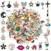 Youdiyla 60pcs Random alloy enamel Pendant Jewelry Making DIY Keychain Earrings Pendant Various Design Charms for Jewelry Making Bracelets Necklace (SN465)
