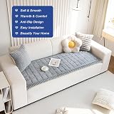 GKXLH Thick Corduroy Sofa Cover 90x210cm Light Grey 2 3 Seater Non-Slip view 5
