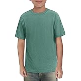 ZDC Boys Short Sleeve T Shirts Kids Summer Crewneck Tops Loose Fit Basic Tees 5-14 Years