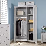 Home Source Nyon 4 Piece Grey Bedroom Set with Wardrobe & Tables view 3