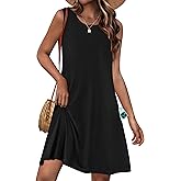 JOLIGAL Womens Summer Dresses Casual Sleeveless Tshirt Sundress Beach Cover Up with Pockets Loose Tank Dress
