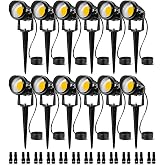 SUNVIE Low Voltage LED Landscape Lights with Spike Stand &amp; Connector 12Pack | 12-24V 3000K Waterproof 900LM Pathway Garden Lights Wired Wall Tree Flag Landscape Spot lights Outdoor (Require Transformer)