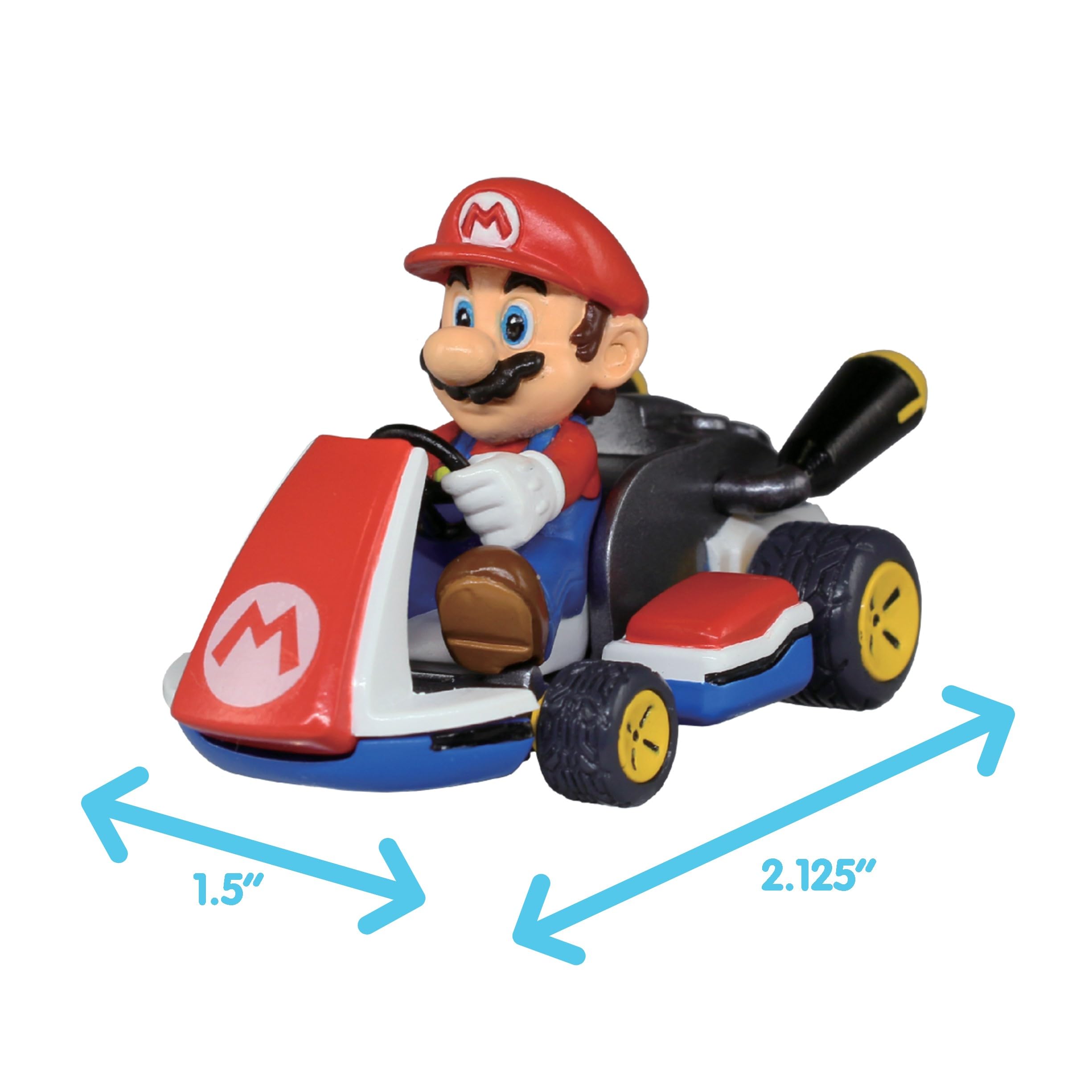 TOMY Mario Kart Pull Back Racers - Nintendo Mario Toys Including Mario, Luigi, Wario, Princess Peach, Bowser, Toad, and Yoshi - 10 Count - Video Game Collectibles - Ages 5 Years and Up