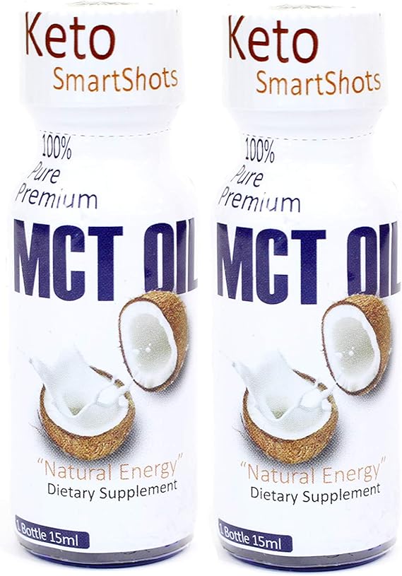 MCT Oil Keto Fuel Shots Blue Bottles Natural Coconut Ketone