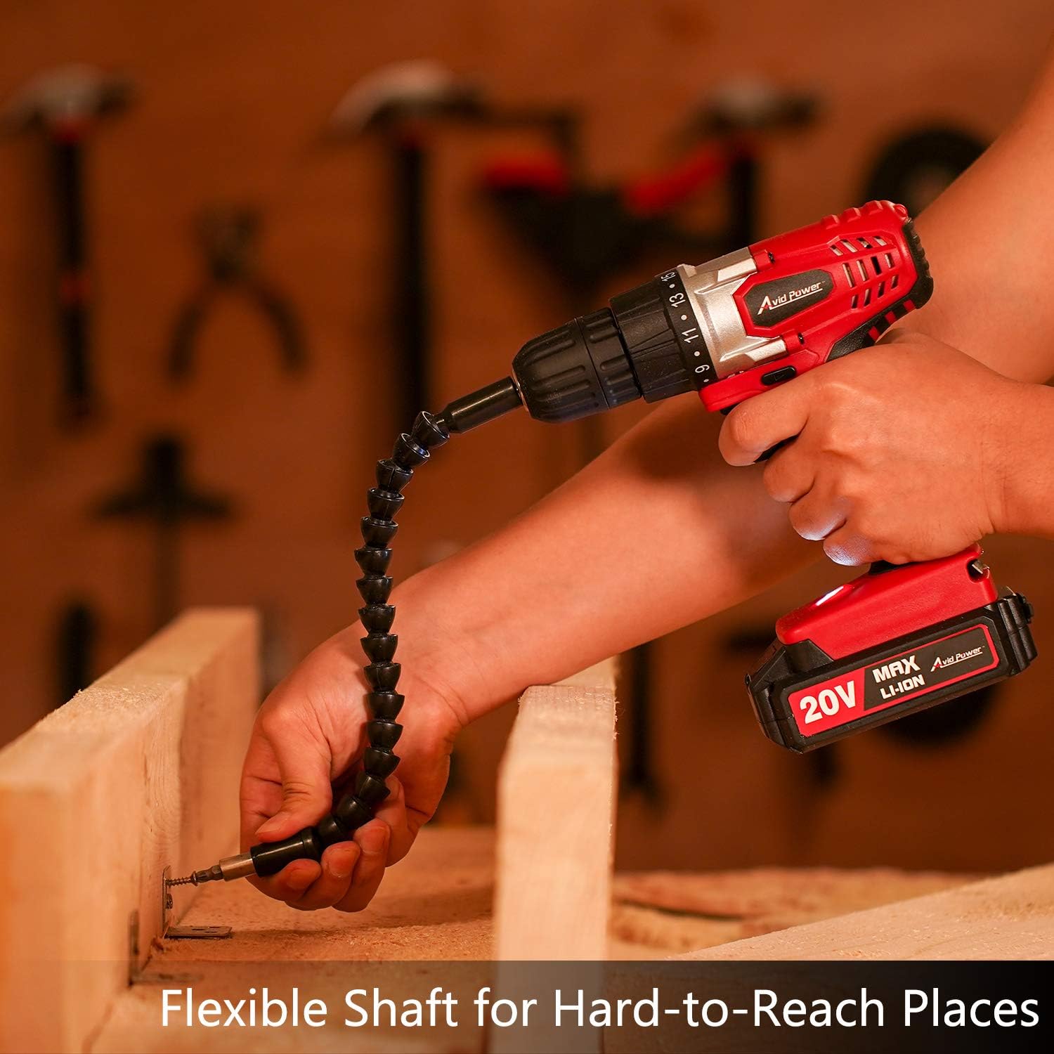 Avid Power 20V MAX Lithium Ion Cordless Drill, Power Drill Set with 3/8 inches Keyless Chuck, Variable Speed, 16 Position and 22pcs Drill/Driver Bits: Home Improvement