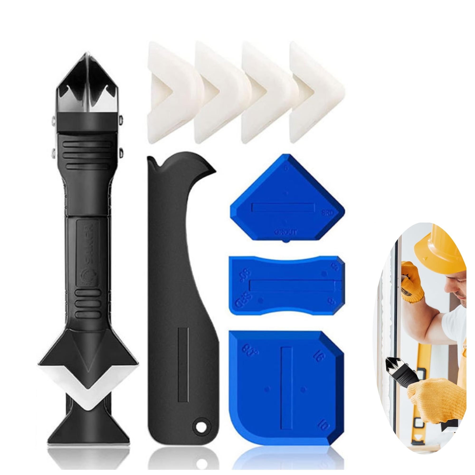 NestNook Silicone Sealant Tool - Professional Caulk Finishing and Removal Kit With 5 Pads and 4 Scrapers
