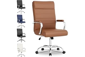 BOWTHY Office Desk Chair,Modern Leather Conference Room Chairs,High Back Ergonomic Home ofiice Chair,Adjustable Height Swivel Executive Computer Chair with Padded Seat and Armrest (Brown)