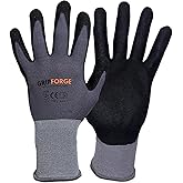 GRIPFORGE Work Gloves, 6 pairs, Non-Slip Nitrile Grip, Seamless Nylon, for Mechcanics & Construction