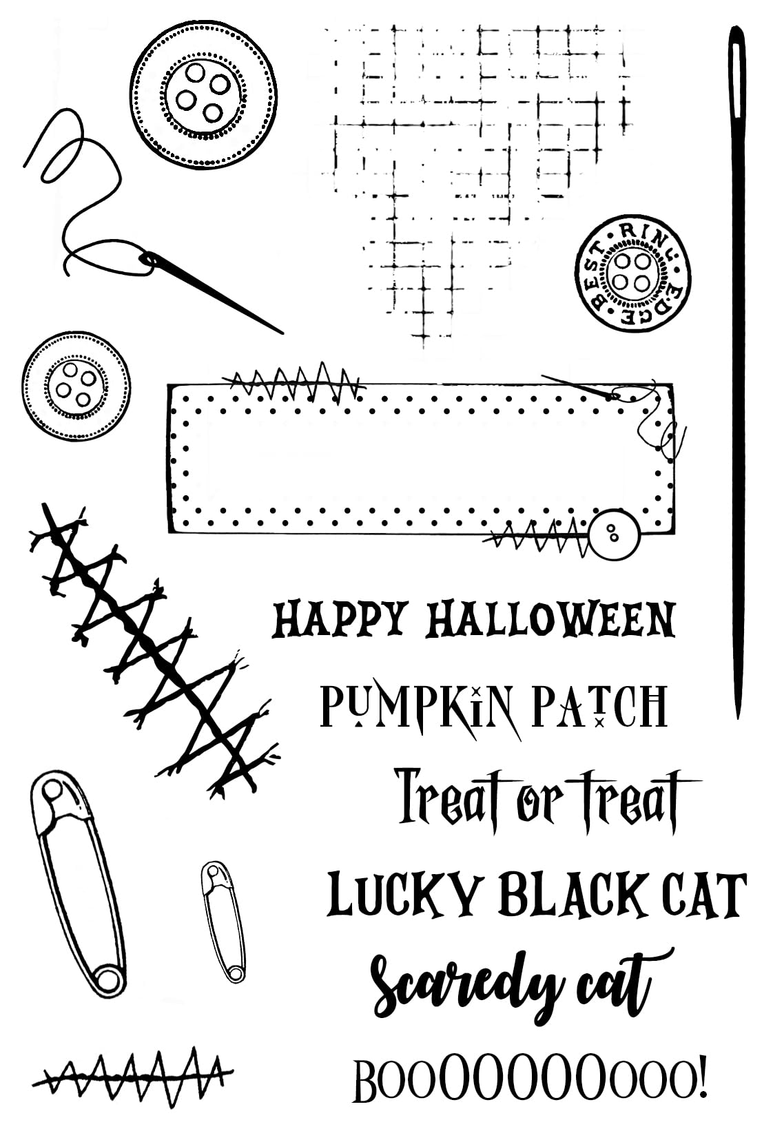 Sam Poole Collection-Stamp Set-Halloween Patch, 6 x 4 in