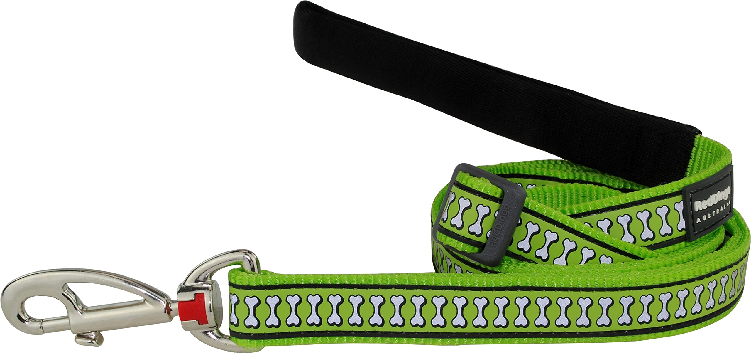 Red Dingo Padded Handle Dog Lead 1.8m Plain, Lime Green, Large 25mm