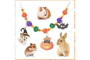 Abizoo Halloween Guinea Pig Toys,Bunny Toys Hanging,Natural Wood for Rabbits Teeth Grinding Chinchilla Dwarf Hamster Rat Gerbi Toys Rabbit Chew Toys Treats Small Animals Enrichment Boredom for Cage