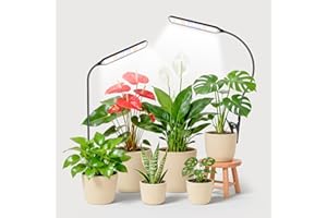 Garpsen Grow Light, 6000K Full Spectrum Plant Light with Timer 6/12/16Hrs, Rectangular Grow Lamp with Clip & Gooseneck for In