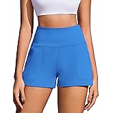 PINSPARK Workout Shorts Women Wide Leg Athletic Shorts High Waisted Yoga Shorts Tummy Control Gym Short with Pockets