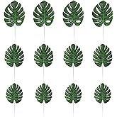 KIMOBER 24PCS Artificial Palm Leaves,Mixed Size Green Faux Tropical Monstera Leaves Realistic Artificial Plants Leaf for Home Hawaiian Luau Party Jungle Beach Decorations