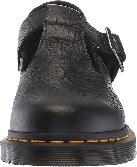 dr martens black polley floral emboss flat shoes