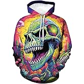 Girren Dinosaur Hoodies For Men 3D Printed Psychedelic Graphic Hoodie Novelty Skull Sweatshirts