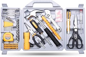MasterSpec 100-Piece Home Tool Kit with Sturdy Blow-Molded Case, Household Hand Tool Set Includes Claw Hammer, Pliers, Screwd