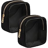 Ebbniur Clear Makeup Bag for Purse 2 Pcs Small Nylon Zipper Pouch Mini Travel Cosmetic Bag Clear Toiletry Bags for Traveling Cute Makeup Organizer for Women (2pcs black clear)