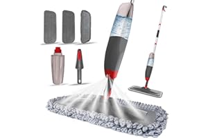 SOBONNE Spray Mop for Floor Cleaning - Microfiber Floor Mop with 3 Washable Pads,550ML Refillable Bottle, Reusable Flat Mop with Sprayer for Hardwood Laminate Wood Ceramic Floor Cleaning,Dry Wet Use