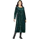 Woman Within Plus Size 21-Button Velour Dress