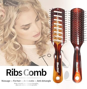 Static Eliminating Hair Brush Amber Hollow Hair Comb Curved