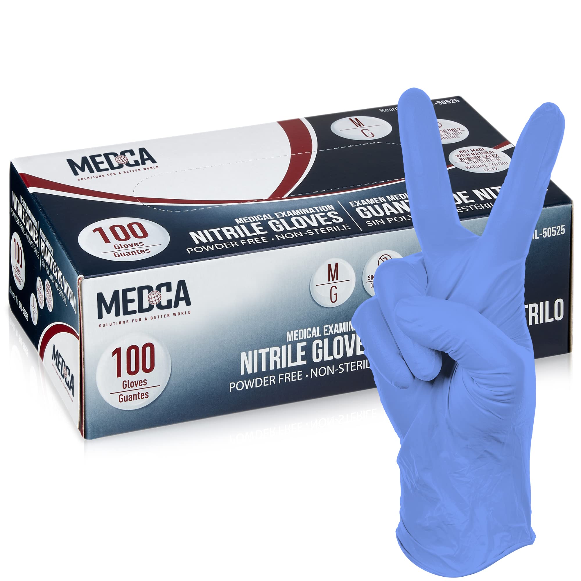 MEDca Nitrile Exam Gloves, Medium / 100 Count Box