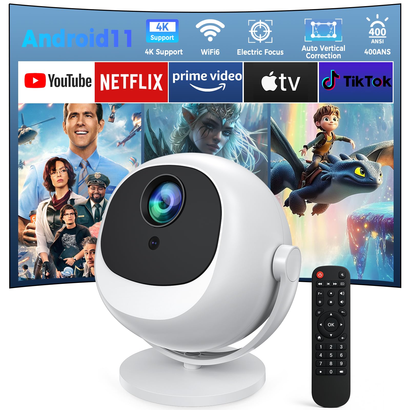 L-mix Mini 4k smart portable projector with