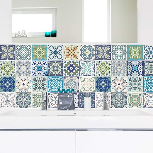 Sticker Adhesifs Carrelages Autocollant Carreau Ciment Mural Salle De Bain Et Cuisine 20 X 20 Cm Sticker Autocollant Carreaux De Ciment 24 Credence Adhesif Azulejos Peintures Outils Et Traitement Des Murs Stickers Carrelage